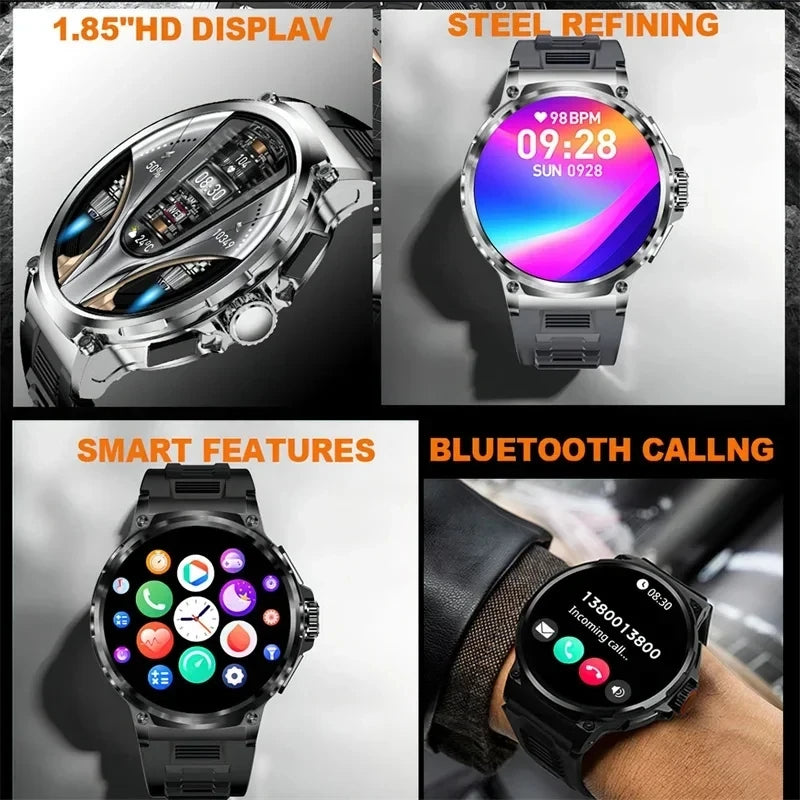 New 1.85-Inch Ultra AMOLED HD Smart Watch Outdoors GPS Track Bluetooth Call 710 Mah Large Battery Men Sports Fitness Smartwatch